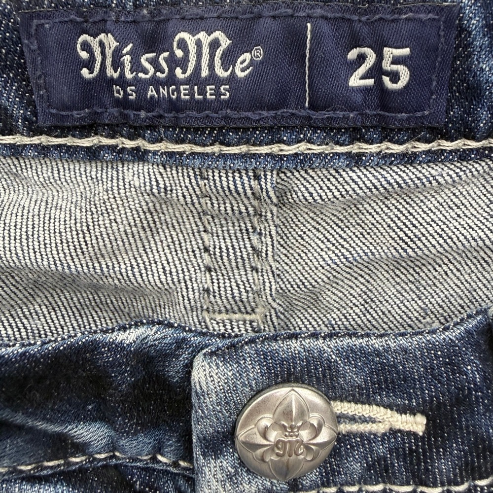 Miss Me Skinny Jeans Women 25 Blue Low Rise Distressed Embellished Horseshoe‎ - Picture 2 of 9